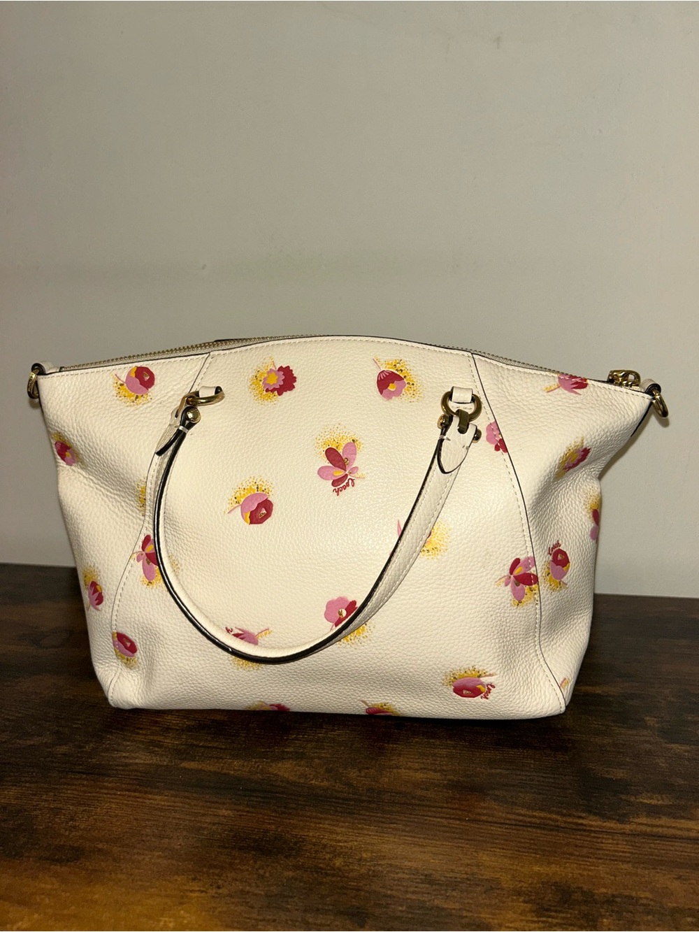 Coach Cream Prarie Leather Satchel with floral print - Picture 2 of 4